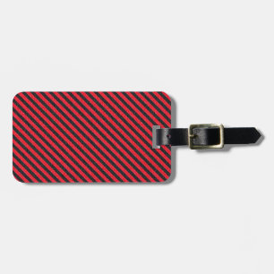 Thin Black and Red Diagonal Stripes Luggage Tag