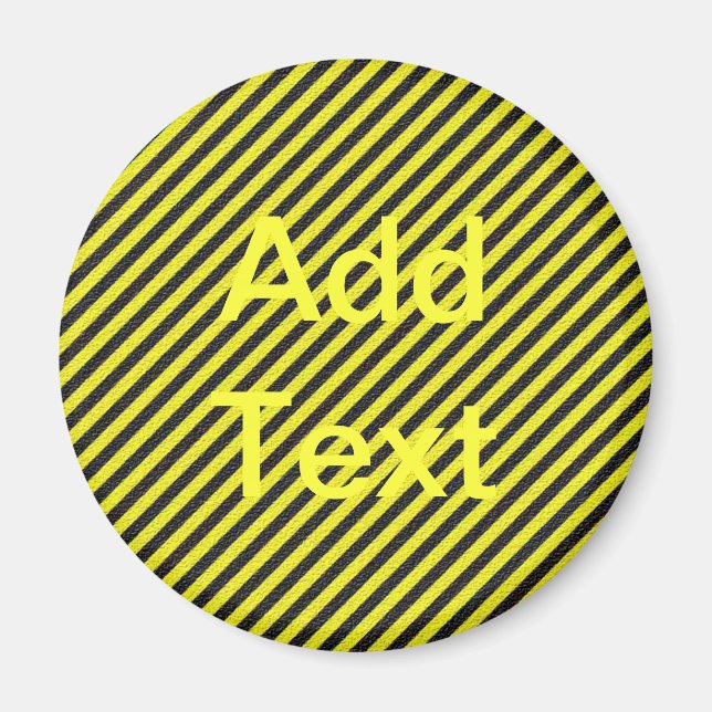 Thin Black and Yellow Diagonal Stripes Magnet (Front)