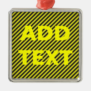 Thin Black and Yellow Diagonal Stripes Metal Tree Decoration