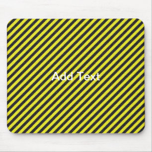 Thin Black and Yellow Diagonal Stripes Mouse Mat