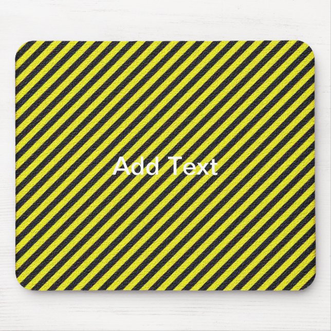 Thin Black and Yellow Diagonal Stripes Mouse Mat (Front)