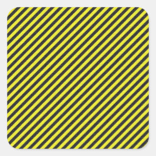 Thin Black and Yellow Diagonal Stripes Square Sticker