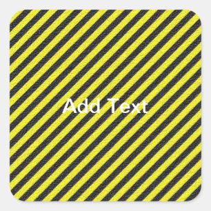 Thin Black and Yellow Diagonal Stripes Square Sticker
