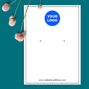 Thin Black  Border White Custom Add Logo Earring 