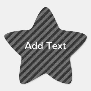 Thin Black Grey Diagonal Stripes Your Text Star Sticker