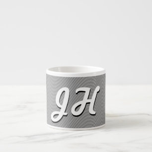 Thin Black & White Stripes Retro-Styled Initials Espresso Cup