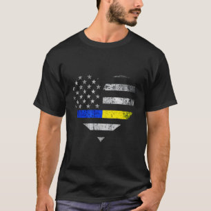 Thin Blue Gold Line Heart Police Dispatch T-Shirt