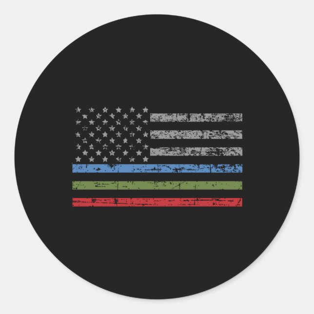 Thin Blue Green Red Line American Flag Support Classic Round Sticker (Front)