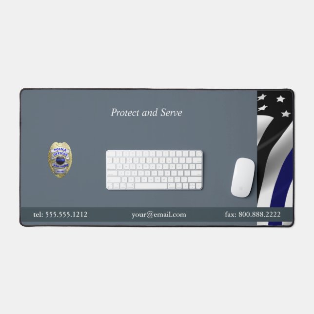 Thin Blue Line 4 Badge Options Desk Mat (Keyboard & Mouse)