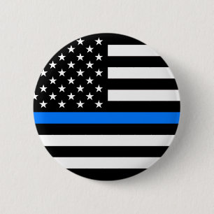 "THIN BLUE LINE" 6 CM ROUND BADGE