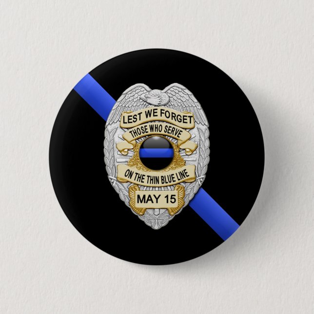 Thin Blue Line 6 Cm Round Badge (Front)