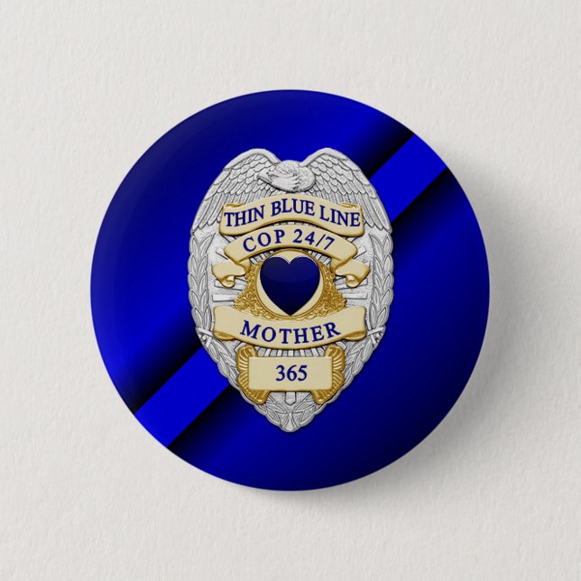 Thin Blue Line 6 Cm Round Badge (Front)