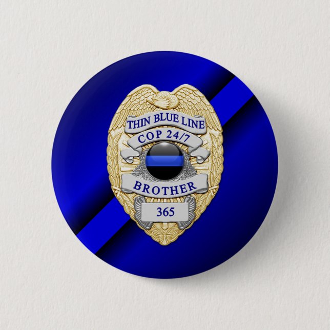Thin Blue Line 6 Cm Round Badge (Front)