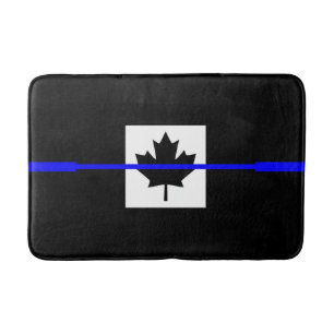 Thin Blue Line Accent on Canadian Flag Bath Mat