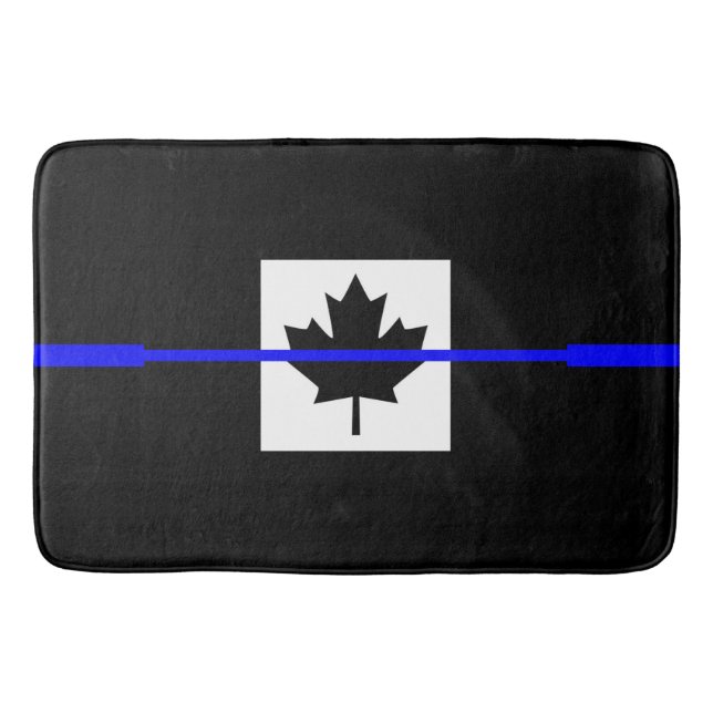 Thin Blue Line Accent on Canadian Flag Bath Mat (Front)