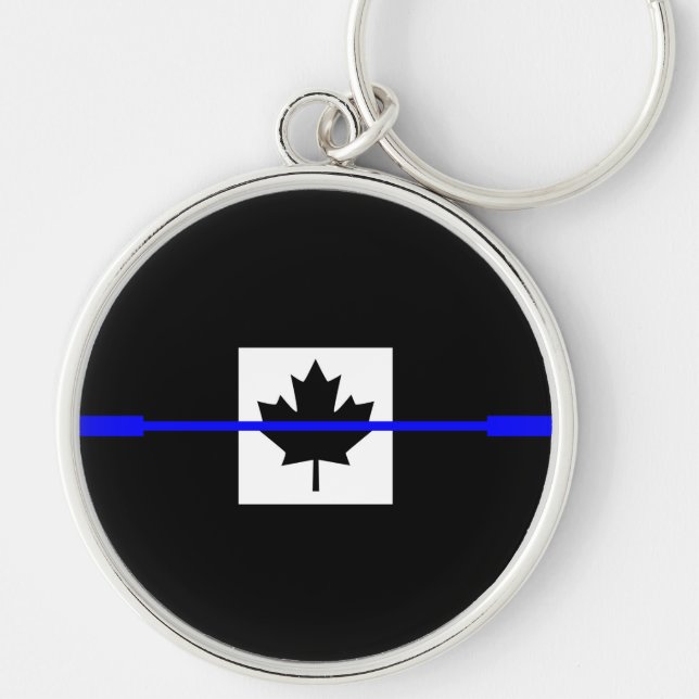 Thin Blue Line Accent on Canadian Flag Key Ring (Front)
