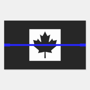 Thin Blue Line Accent on Canadian Flag Rectangular Sticker