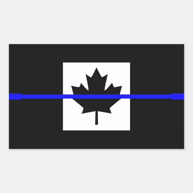 Thin Blue Line Accent on Canadian Flag Rectangular Sticker (Front)