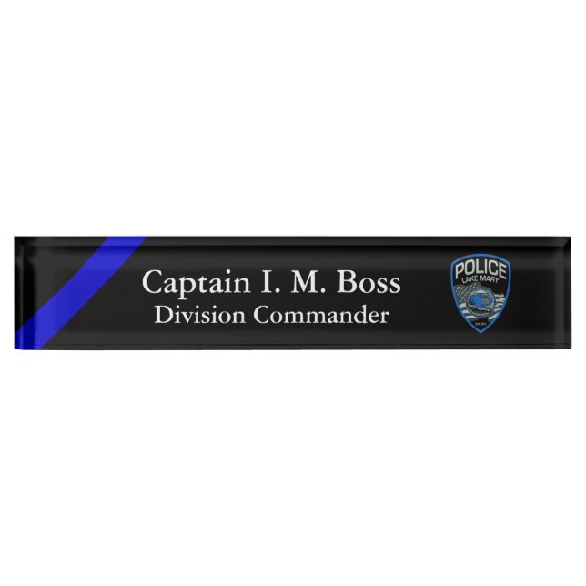 Thin Blue Line - Agency Patch Desk Name Plate (Front)