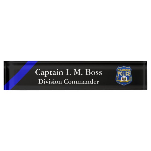 Thin Blue Line - Agency Patch Desk Name Plate (Front)