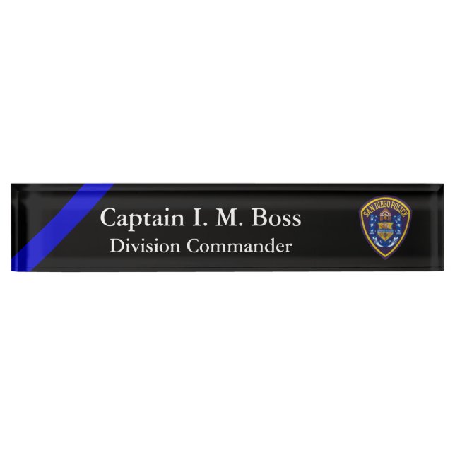 Thin Blue Line - Agency Patch Desk Name Plate (Front)