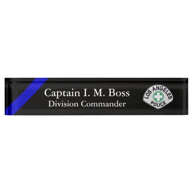Thin Blue Line - Agency Patch Desk Name Plate (Front)