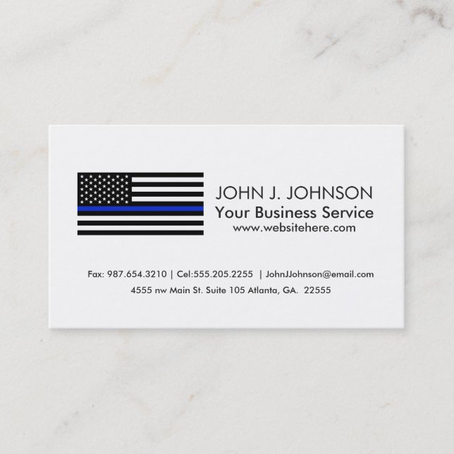 Thin Blue Line American Flag Business Card (Front)