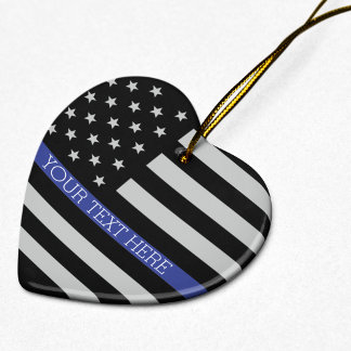 Thin Blue Line - American Flag Ceramic Tree Decoration