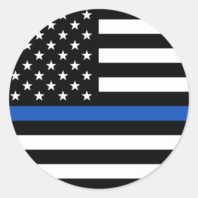 Thin Blue Line American Flag Classic Round Sticker (Front)