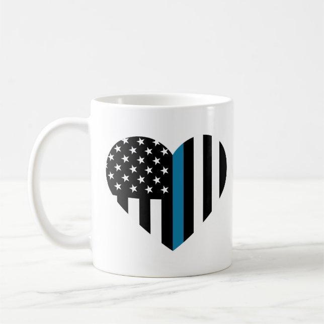 Thin Blue Line American Flag Coffee Mug (Left)