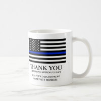 Thin Blue Line American Flag Custom Text Thank You
