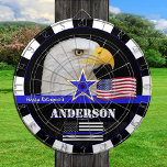 Thin Blue Line & American Flag darts, police / USA Dartboard<br><div class="desc">Personalised Dartboard featuring custom "name   message" with Eagle and Thin Blue Line American Flag (USA) - enforcement / police themed - love my country,  fathers day,  retirement,  awards / patriots</div>