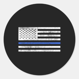 Thin Blue Line American Flag Defend Police Patriot Classic Round Sticker