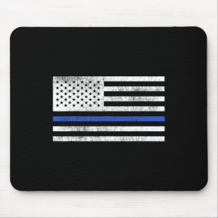 Thin Blue Line American Flag Defend Police Patriot Mouse Mat