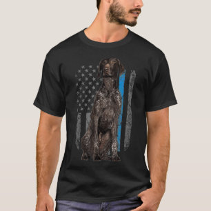 Thin Blue Line American Flag German Pointer Police T-Shirt