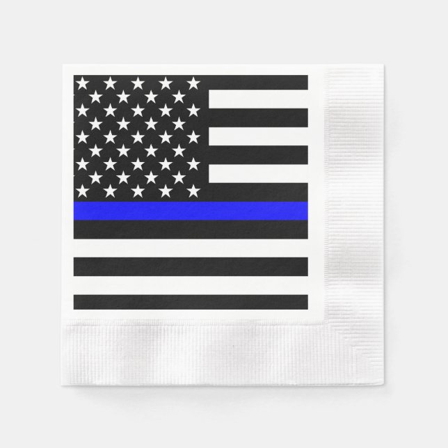 Thin Blue Line American Flag Graphic Decor Napkin (Front)
