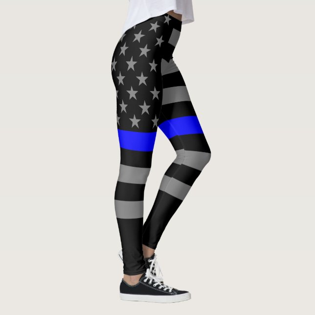 Thin Blue Line American Flag graphic fashion on Leggings (Right)
