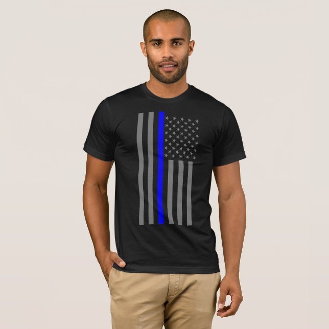 Thin Blue Line American Flag graphic for a T-Shirt (Front Full)