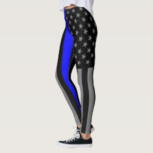 Thin Blue Line American Flag graphic mode on Leggings