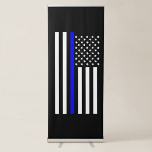 Thin Blue Line American Flag graphic on a Retractable Banner