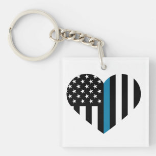 Thin Blue Line American Flag Key Ring