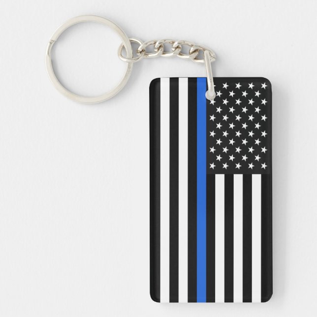 Thin Blue Line American Flag Key Ring (Front)