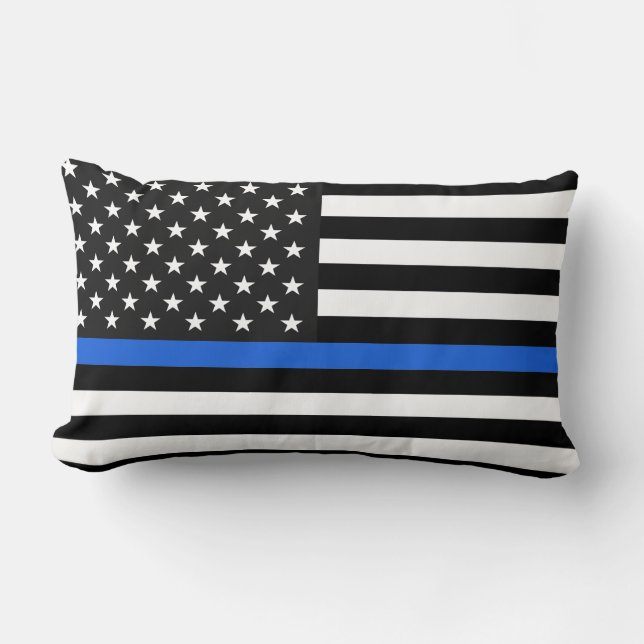 Thin Blue Line American Flag Lumbar Cushion (Front)