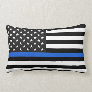 Thin Blue Line American Flag Lumbar Cushion