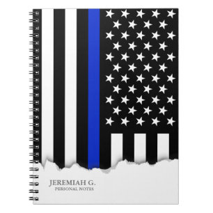 Thin Blue Line American Flag Notebook