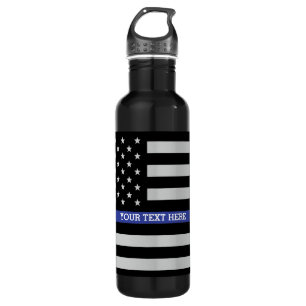 Thin Blue Line - American Flag Personalised Custom 710 Ml Water Bottle