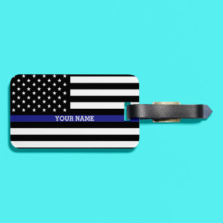 Thin Blue Line - American Flag Personalised Custom Luggage Tag
