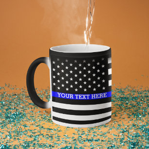 Thin Blue Line - American Flag Personalised Custom Magic Mug