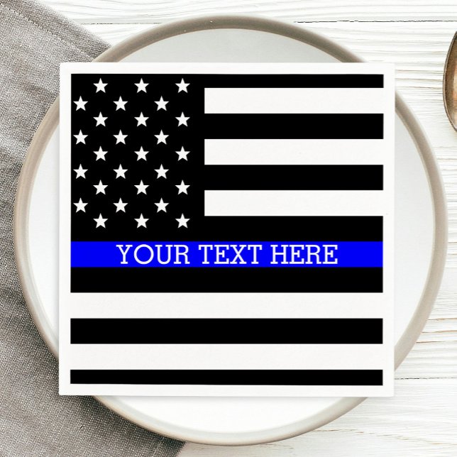 Thin Blue Line - American Flag Personalised Custom Napkin (Creator Uploaded)