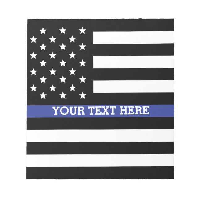 Thin Blue Line - American Flag Personalised Custom Notepad (Front)